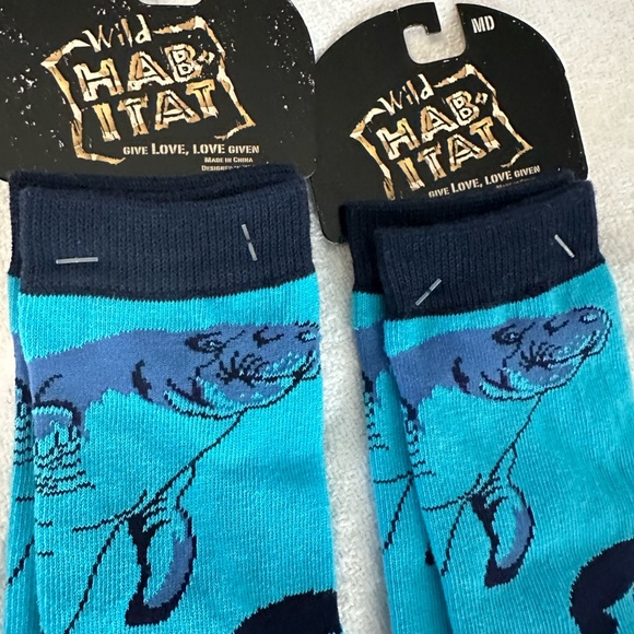 Manatee Socks! 2 pair size medium & large! Kids or adult NWT - Picture 2 of 6